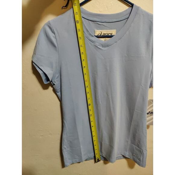 New Asics Women Sky Blue Athletic Top Semi-Fitted Medium Short Sleeve Ecoline - Picture 12 of 16